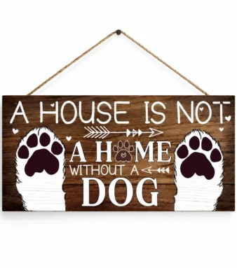 Wooden dog paw wall sign hanging — cute dog lover home décor UK