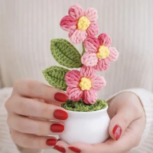 crochet-flower-pot-handmade-knitted-artificial-flower-plant