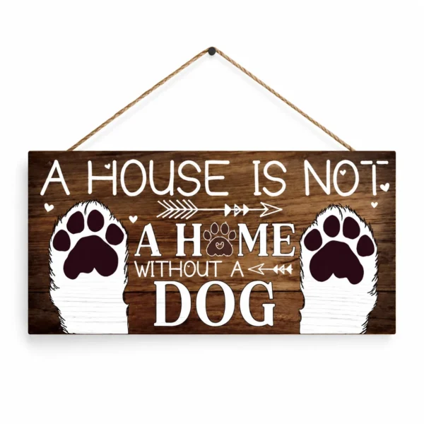 Wooden dog paw wall sign hanging — cute dog lover home décor UK