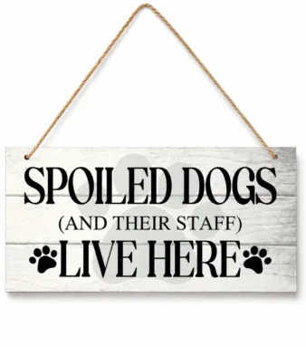 Dog lover MDF wooden coaster with paw prints on yellow background — 9.5cm dog gift