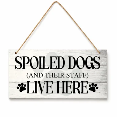 Dog lover MDF wooden coaster with paw prints on yellow background — 9.5cm dog gift
