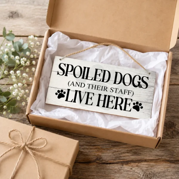 Close-up of dog lover MDF coaster showing paw print and text detail