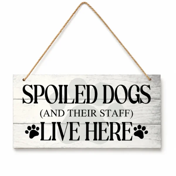 Dog lover MDF wooden coaster with paw prints on yellow background — 9.5cm dog gift