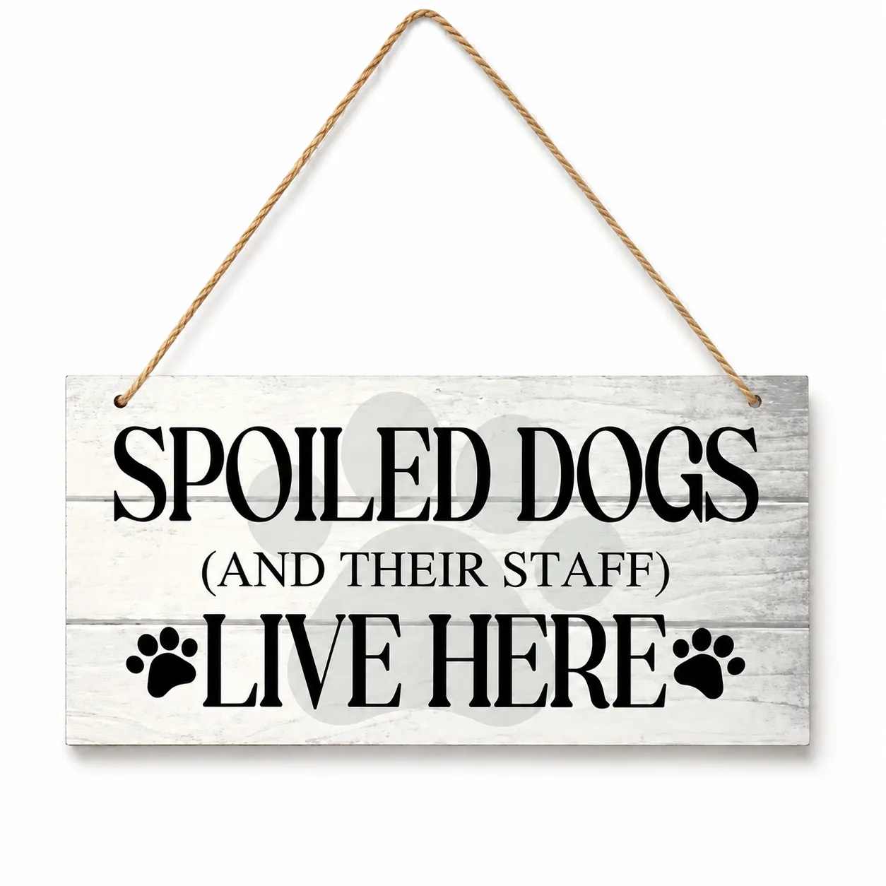 Dog lover MDF wooden coaster with paw prints on yellow background — 9.5cm dog gift